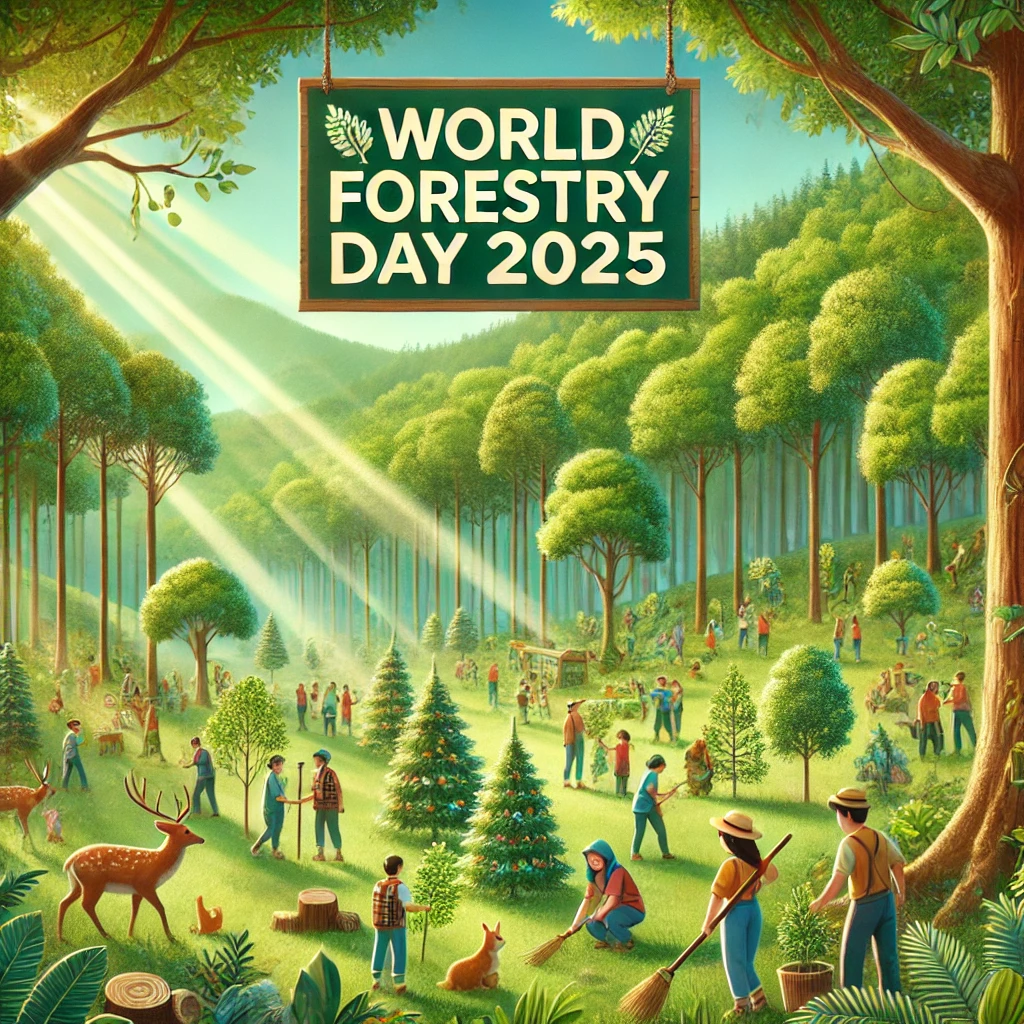 an image generated for World Forestry Day 2025, celebrating the beauty of forests and the importance of sustainable forestry practices